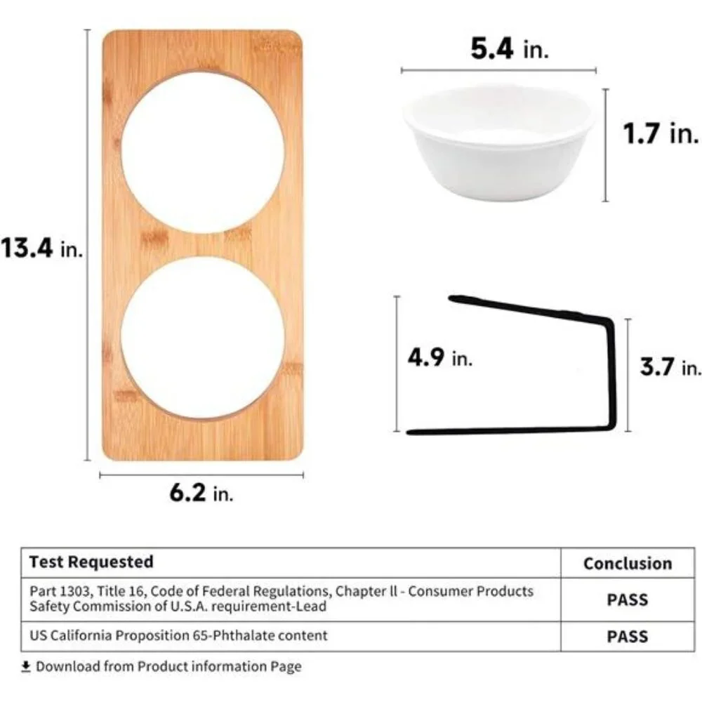 Elevated Cat Ceramic Bowls, Small Dog 15° Tilted Raised Food Feeding Dishes,